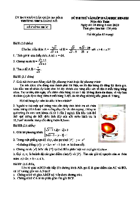 Đề thi thử vào lớp 10 môn Toán trường THCS Giảng Võ – Hà Nội