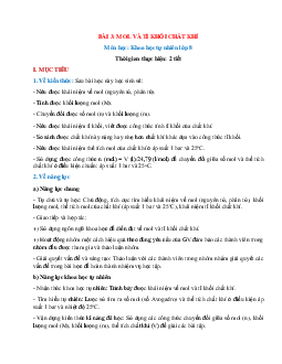Giáo án Khoa học tự nhiên 8 Bài 3: Mol và tỉ khối chất khí | Kết nối tri thức