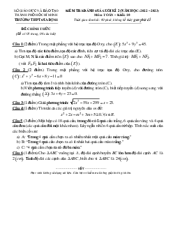 Đề cuối kì 2 Toán 10 năm 2022 – 2023 trường THPT Gia Định – TP HCM