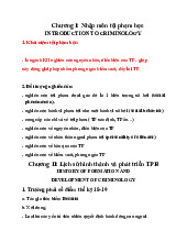 Chương I Nhập môn Tội Phạm Học | Môn Tội phạm học - Trường Đại học Luật Hà Nội