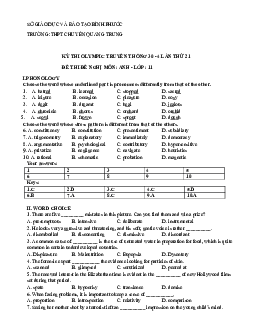 Kỳ thi Olympic truyền thống 30 - 4 lần thứ 21 đề thi đề nghị môn Anh - lớp 11 trường THPT Chuyên Quang Trung Bình Phước