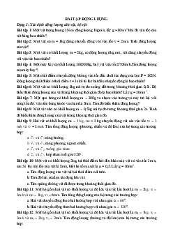 Bài tập Vật lý lớp 10: Bài tập động lượng - Định luật bảo toàn động lượng