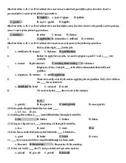 Đề thi thử học phần Tiếng anh cơ bản