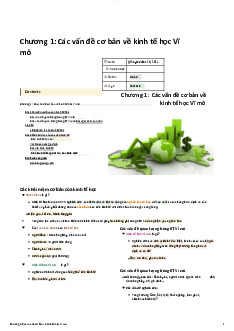 Chương 1- Các vấn đề cơ bản về kinh tế học vĩ mô - Môn Kinh tế vĩ mô - Đại Học Kinh Tế - Đại học Đà Nẵng
