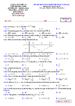Đề thi thử tốt nghiệp THPT 2024 môn Toán đợt 3 liên trường THPT – Nghệ An