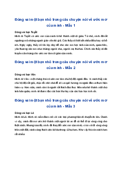 Đóng vai một bạn nhỏ trong câu chuyện, nói về ước mơ của mình và giải thích vì sao mình có ước mơ đó | Tập làm văn 4