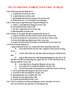 Bộ câu hỏi trắc nghiệm tâm lý giáo dục sư phạm | Đại học Sư Phạm Hà Nội