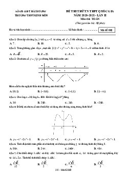 Đề thi thử Toán TN THPTQG 2021 lần 2 trường THPT Kinh Môn – Hải Dương