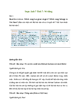 Giải Tiếng Anh 7 Unit 7: Writing | Friends plus