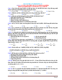 Luyện tập tính chất của kim loại kiềm- kiềm thổ- và hợp chất của chúng (có lời giải)