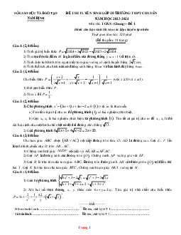 Đề thi tuyển sinh 10 THPT chuyên năm 2023-2024 toán chung đề 1 Sở GD Nam Định (có đáp án và lời giải chi tiết)