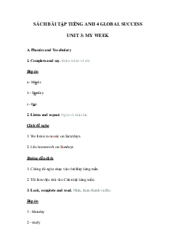 Sách bài tập tiếng Anh lớp 4 unit 3 Global success