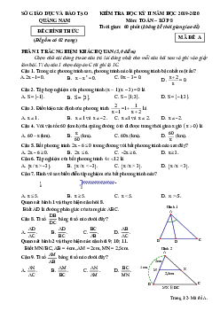 Đề thi học kỳ 2 Toán 8 năm học 2019 – 2020 sở GD&ĐT Quảng Nam