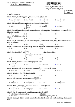 Đề thi HK1 Toán 11 năm học 2017 – 2018 trường THPT Lý Thánh Tông – Hà Nội