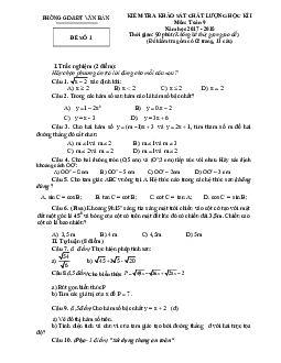 Đề thi học kỳ 1 Toán 9 năm học 2017 – 2018 phòng Giáo dục và Đào tạo Văn Bàn – Lào Cai