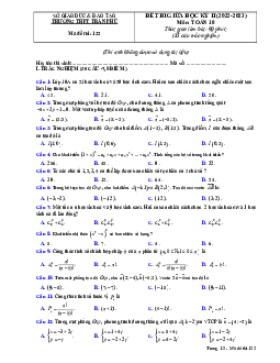 Đề giữa kỳ 2 Toán 10 năm 2022 – 2023 trường THPT Trần Phú – Phú Yên