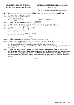 Đề thi học kì 2 Toán 10 năm 2019 – 2020 trường THPT Trần Khai Nguyên – TP HCM