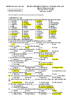 Đề Thi Chọn Đội Tuyển HSG Lớp 9 Năm Học 2020 - 2021 Môn Thi Tiếng Anh Phòng GD&DT Can Lộc