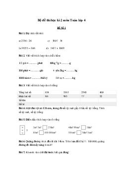 Bộ đề thi học kì 2 môn Toán lớp 4