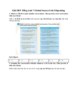 Giải SBT Tiếng Anh 7 Global Success Unit 8 Speaking