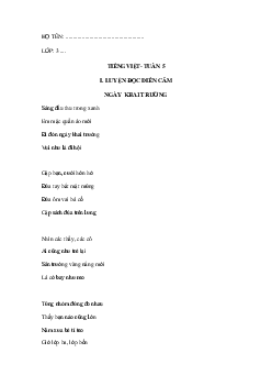 Phiếu bài tập cuối tuần Tiếng Việt 3 Tuần 5 (cơ bản số 2) |  Kết nối tri thức