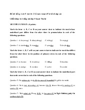 Đề thi học kỳ 1 môn Tiếng Anh lớp 9 năm học 2024 - 2025 | Bộ sách I Learn Smart World