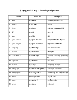 Từ vựng Unit 4 lớp 7 All things high-tech