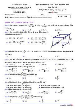 Đề thi học kỳ 2 Toán 11 năm 2019 – 2020 trường THPT Nguyễn Trãi – Đà Nẵng