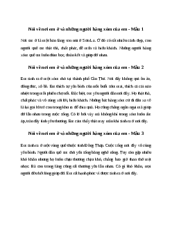 Nói về nơi em ở và những người hàng xóm của em (3 mẫu) Tiếng việt 4| Chân trời sáng tạo