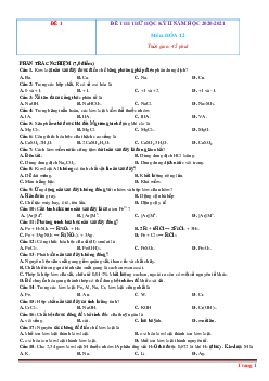 TOP 7 đề thi thử học kỳ II năm 2020-2021 môn hóa 12 (có đáp án)