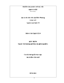 Báo cáo thực tập định hướng nghề nghiệp 2 | Trường Đại học Mở Hà Nội