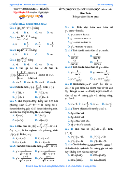 Đề thi HK2 Toán 11 năm học 2016 – 2017 trường THPT Trường Định – Hà Nội