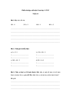 Bài tập cuối tuần Toán lớp 3 Chân trời sáng tạo - Tuần 14