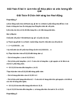 Giải Toán 6 Bài 3: Làm tròn số thập phân và ước lượng kết quả sách Chân Trời Sáng Tạo