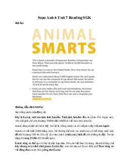 Soạn Anh 6 Unit 7 Reading SGK Cánh diều