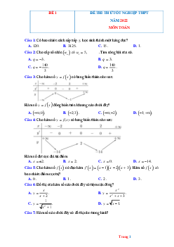 Đề thi thử tốt nghiệp THPT 2022 môn Toán -Đề 1 (có đáp án và lời giải chi tiết)
