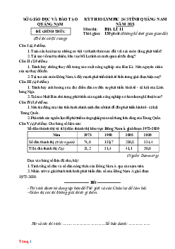 Đề thi Olympic môn Địa 11 Sở GD&ĐT Quảng Nam 2021 (Có đáp án)