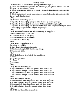 Bộ 100 câu hỏi trắc nghiệm ôn tập học phần Nguyên lý kế toán
