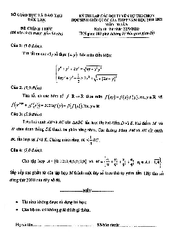 Đề thi lập đội tuyển HSG Toán THPT năm 2020 – 2021 sở GD&ĐT Đắk Lắk (ngày 1)