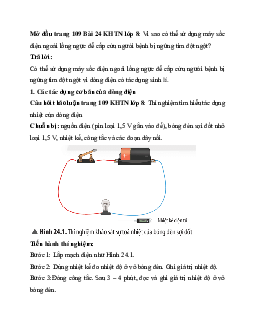 Giải Khoa học tự nhiên 8 bài 24: Tác dụng của dòng điện | Chân trời sáng tạo