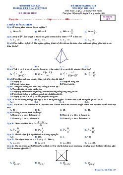 Đề thi HK1 Toán 11 năm 2018 – 2019 trường Phan Chu Trinh – Đăk Lăk