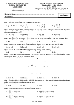 Đề thi thử Toán tốt nghiệp THPT 2024 lần 2 trường chuyên Lê Quý Đôn – Đà Nẵng