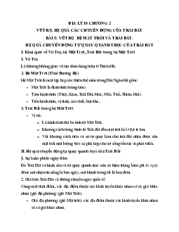 Tóm tắt lý thuyết Địa lý 10 bài 5