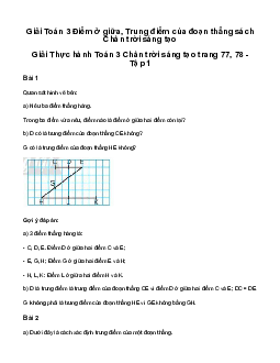Giải Toán 3: Điểm ở giữa. Trung điểm của đoạn thẳng | Chân trời sáng tạo