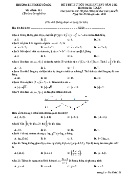 Đề thi thử tốt nghiệp THPT 2022 môn Toán trường THPT Quế Võ 2 – Bắc Ninh