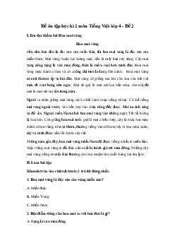 Đề thi học kì 2 môn Tiếng Việt lớp 4 năm 2024 - Đề 2