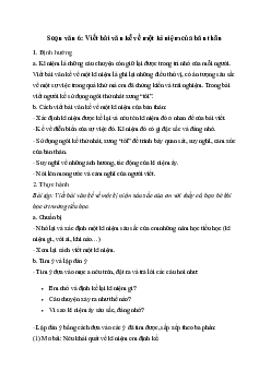 Soạn bài Viết bài văn kể về một kỉ niệm của bản thân - Cánh Diều 6