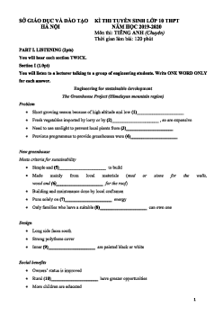 Đề thi vào 10 Chuyên Tiếng Anh TP Hà Nội năm học 2019-2020