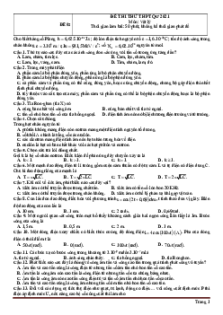 Đề thi thử tốt nghiệp môn Lý 2021 - thầy Nguyễn Đình Tú (đề 2) (có đáp án)