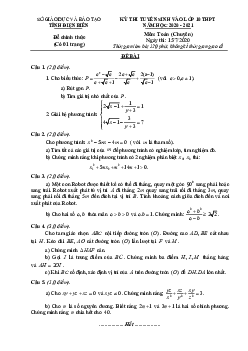 Đề tuyển sinh lớp 10 THPT môn Toán (chuyên) năm 2020 – 2021 sở GD&ĐT Điện Biên